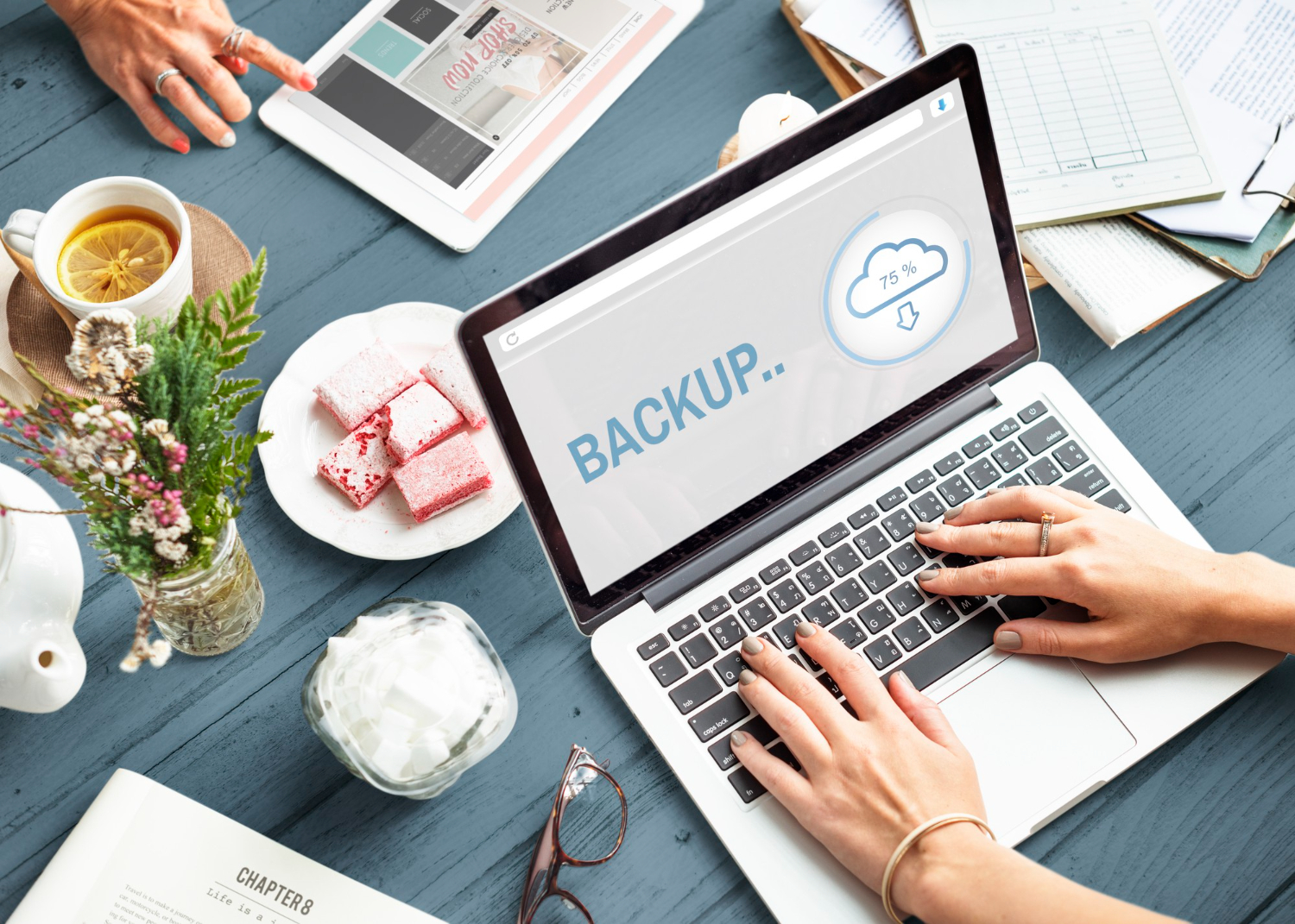 girl using laptop